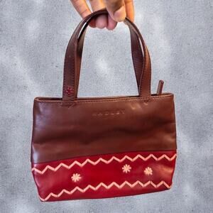 Radley London Floral Red Leather Whipstitch Mini Tote Bag